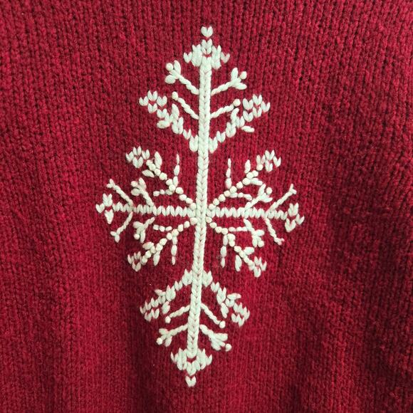 Ann Taylor Womens Vintage Christmas Embroidered Snowflake Turtleneck Sweater L - Picture 4 of 9